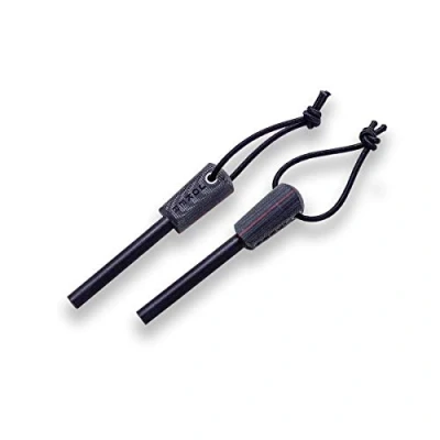 Abbildung von Joker Feuerstahl PD01, Micarta Material Leinwand schwarz mit roter Leine, Werkzeug zum Angeln, Jagen, Camping und Wandern