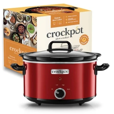 Abbildung von Crock Pot Schongarer Slow Cooker 2 Temperatureinstellungen + Warmhaltefunktion 3,5 Liter (3 4 Personen) Rot [SCV400RD]