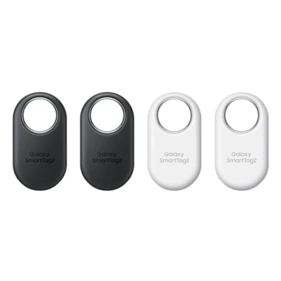 Abbildung von Samsung Galaxy SmartTag2 Bluetooth Tracker, Kompassansicht, Suche in der Nähe, mit bis zu 500 Tage Laufzeit, wassergeschützt, Schwarz/Weiß (4 Stück)