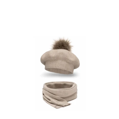 Abbildung von Vivisence Beret AND SET Schal, Damen, Größe: One Size, Beige
