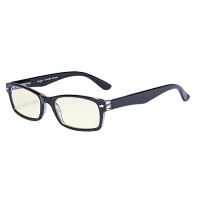 Abbildung von Eyekepper Computer Lesebrille mit Federscharniere Bügle in UV Schutz, Anti Blau Strahlen Blendschutz und kratzfest Gläser (Gelb getönte Gläser, Schwarz Fassung)
