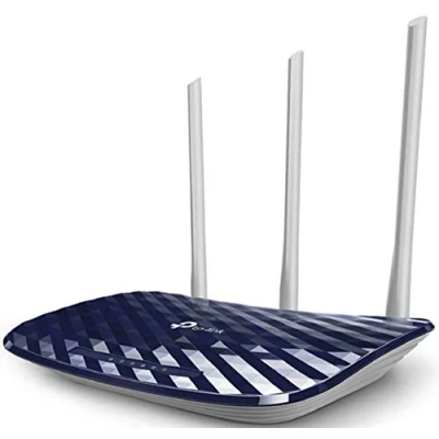 Abbildung von TP Link Archer C20 Dual Band WLAN Router (300Mbit/s auf 2,4GHz + 433Mbit/s 5GHz, 4 10/100 LAN 1 WAN Ports, unterstützt einfachen Gast Netzwerk Zugriff und Kinderschutz) blau weiß