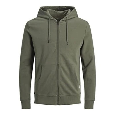 Abbildung von JACK &amp; JONES Herren Jjebasic Zip Hood Noos Cardigan Sweater, Dusty Olive, 3XL EU