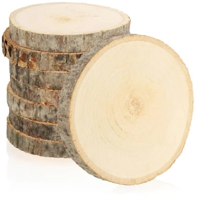 Abbildung von com four® 8X Holzscheibe mit Rinde Glasuntersetzer zum Schutz der Möbel Holzscheiben Basteln und Dekorieren Rundlinge Ø ca. 8 10 cm Baumscheibe