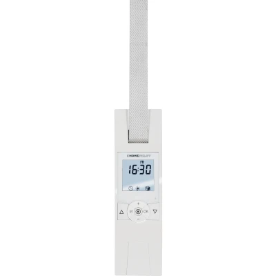 Abbildung von HOMEPILOT elektrischer Gurtwickler RolloTron premium Minigurt (15 mm) inkl. Display &amp; Automatik zur Rollladensteuerung Anschluss für Sonnensensor bis 45 kg, 6 m² Rollladen und 23 mm Gurt