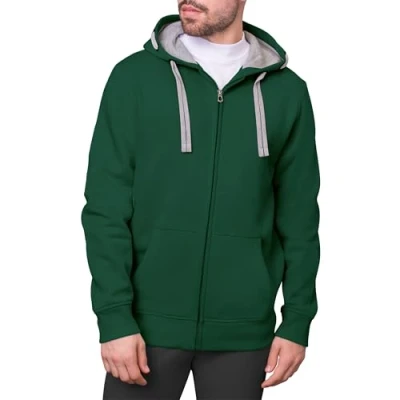 Abbildung von HRM Herren Hooded Jacket I Premium Kapuzenpullover mit Kontrast Innenfutter Basic Hoodie Reißverschluss Zip Hochwertige &amp; nachhaltige Bekleidung