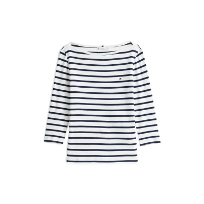Abbildung von Tommy Hilfiger NEW CODY SLIM BOAT Langarmshirt, Damen, Größe: XXS, Breton dark night navy