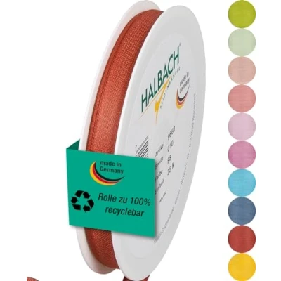 Abbildung von Halbach Seidenbänder Geschenkband Breite 10mm Länge 25m Schleifenband made in Germany Geschenkbänder Vielzahl von Farben und Breiten, perfekt zum Verpacken Dekorieren, Farbe: rosenholz