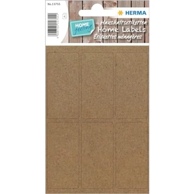 Abbildung von HERMA 15755 Vielzweck Etiketten aus Graspapier, 4 Blatt, 26 x 54 mm, 6 Stück pro Bogen, 24 Aufkleber, selbstklebend, Haushaltsetiketten zum Beschriften, Klebeetiketten Silphie Papier, natur braun
