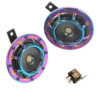 Abbildung von YIYIDA Car Horn Autohupe 12V sprecher 135DB eletrisches Metall lufthupe Doppelhorn Kit mit Air Halterung für Autos Wohnwagen Wohnmobile Motorräder Geländewagen Boote LKW SUV ect