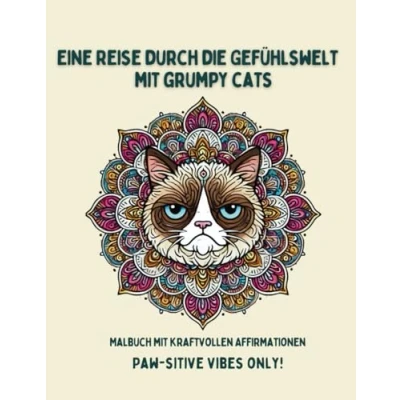 Abbildung von Malbuch mit kraftvollen Affirmationen Eine Reise durch die Gefühlswelt Grumpy Cats: Kinder Paw sitive vibes only!