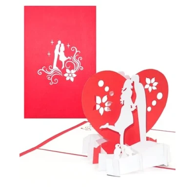Abbildung von 3D Pop Up Karte The Kiss zur Verlobung, Hochzeit, Geburtstag oder Valentinstag