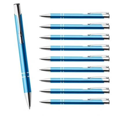 Abbildung von WPRO Cosima 10er Set Metall Kugelschreiber Großraummine Blau Ergonomischer Griff 14 Türkis