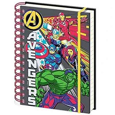 Abbildung von Marvel The Avengers A5 Spiral Notizbuch mit linierten Seiten Offizielles Lizenzprodukt