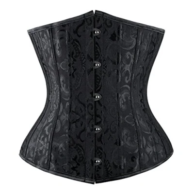 Abbildung von Everbellus Damen 24 Stahlstäbe Korsett Abnehmen Corsage Gürtel Unterbrust Cincher Ohne Stäbe Taillenmieder, 38, Schwarz