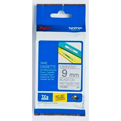 Abbildung von Brother Original P touch Schriftband TZe M921 9 mm, (u.a. für PT H100LB/R, H105, E100/VP, D200/BW/VP, D210/VP) laminiert TZEM921 Schwarz, Silber