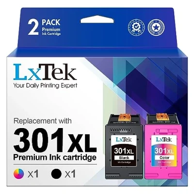 Abbildung von LxTek 301 XL 301XL Wiederaufbereitet Patronen Kompatible für HP Druckerpatronen DeskJet 2540 1000 1050 2050 2050A 3000 3050 3050A 3510 Envy 4500 4502 5530 OfficeJet 2620 4630 4632 (2er Pack)
