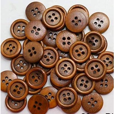 Abbildung von 20 edle Holzknöpfe rund braun 20mm 4 Löcher zum aufnähen annähen DIY Scrapbooking für Jacken Jackenknöpfe Mützen dunkelbraun nähen Knöpfe Vierlochknöpfe