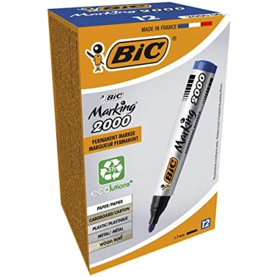Abbildung von BIC Permanent Marker Marking 2000 ECOlutions in einer Schachtel à 12 Stück, Rundspitze, 1,7 mm blau