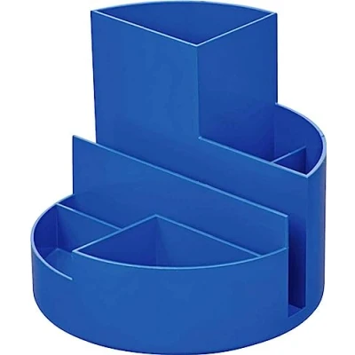 Abbildung von Maul Schreibtisch Organizer MAULrundbox Eco Ø14x12,5cm aus 85% recyceltem Kunststoff mit 6 Fächern Moderner Stiftehalter Stifte für Büro und Blau