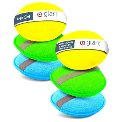 Abbildung von Glart Mikrofaser Polierschwamm Auto 6er Set Premium Applikator Pads für Wachse, Polituren, Lackreiniger &amp; Lackversiegelung 130x25 mm Handpolierschwamm Kratzfreie schonende Anwendung