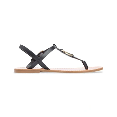 Abbildung von Tommy Hilfiger für Damen. FW0FW09127 Leona Ledersandalen schwarz (37), Wohnung, Schnalle, Lässig