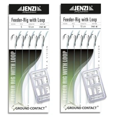 Abbildung von Set: 2 Packungen insgesamt 10 Stück Method Feeder von Jenzi Vorfächer/Rig Hakengröße 6 oder 8 +gratis Petri Heil! Aufkleber (Hakengröße 8)