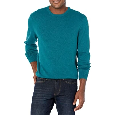 Abbildung von Amazon Essentials Herren Pullover mit Rundhalsausschnitt (in Übergrößen erhältlich), Grünblau Meliert, M