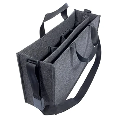 Abbildung von SIGEL BA411 Desk Sharing Bag Classic, Organizer für mobiles Arbeiten, absolut sicherer Stand: Laptop und Unterlagen, Synthetischer Filz, dunkelgrau, Large 50 x 15 28 cm