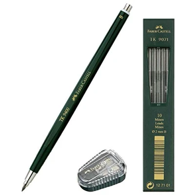 Abbildung von Faber Castell Fallminenstift TK 9400, Minenstärke: 2 mm, Härtegrad: B, Ersatzminen und Minenspitzer