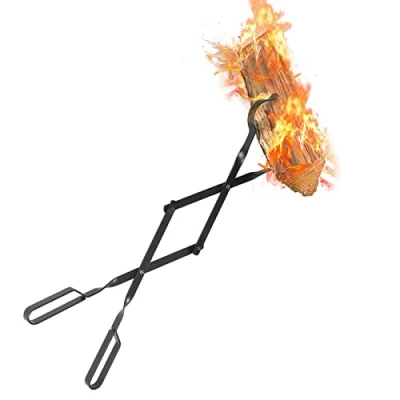 Abbildung von Kohlezange Kaminzange Lange, Uten faltbar Schwerlast Feuerzange 64cm kompakt Lagerfeuer, Grill, Kaminöfen