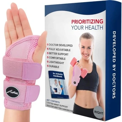 Abbildung von Dr. Arthritis Von Ärzten Entworfen, Verstellbare Handgelenk Bandagen, Handgelenkstütze für Sehnenscheidenentzündung, Handgelenkbandage mit Karpaltunnel Schiene, Handbandage Rechte Hand, Pink