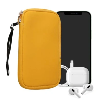 Abbildung von kwmobile Handytasche für Smartphones L 6,5&quot; Neopren Handy Hülle Honiggelb Tasche 16,5 x 8,9 cm Innenmaße