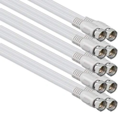 Abbildung von 1aTTack.de SAT Antennenkabel 1,5 Meter 2x geschirmt, F Stecker &gt; (vollständig geschirmt) weiß 85db (5 Stück)