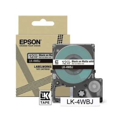 Abbildung von Epson Etikettenkassette, mattes Beschriftungsband LK 4WBJ schwarz auf weiß, langlebiges Band für LabelWorks Etikettendrucker, wasser &amp; verschleißfest, 8 m x 12 mm