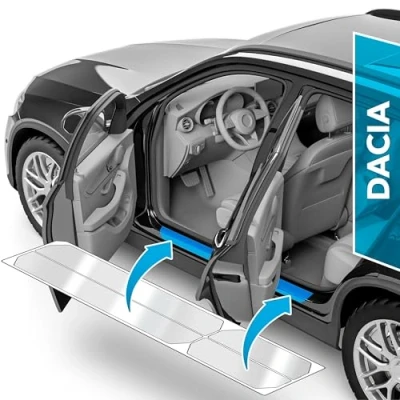 Abbildung von uProtect Auto Einstiegsleisten Schutz für Dacia Jogger I 2022 2024 Schutzfolie Autotür Zubehör Zierleisten Lackschutzfolie Transparent