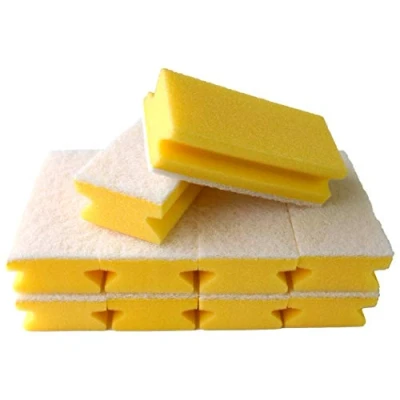 Abbildung von Sonty 10 Stück Putzschwamm kratzfrei, waschbar, Bad 15x7x4cm weiß (gelb)