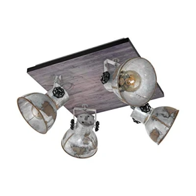 Abbildung von Eglo 49653 Deckenleuchte Spotleuchte BARNSTAPLE braun patina, schwarz Zink E27 4X40W L:45cm B:45cm dimmbar