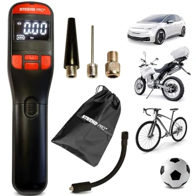 Abbildung von STREND PRO Mini Kompressor 10Bar Akku Luftpumpe Auto 150PSI LED AUTOSTOP Mobiler Mehrzweckkompressor Fahrrad Pumpe, Autoreifen tragbar, Elektrische Ballpumpe Luftkompressor
