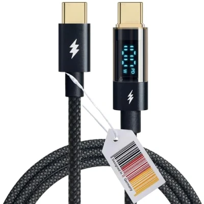 Abbildung von AMATHINGS 100W USB C auf Kabel, 1,2 M 5A Schnellladekabel Ladekabel PD QC5.0 mit LED Display, Kompatibel iPhone 15/15 Pro/15 Pro Max MacBook Air iPad Galaxy S23 S22 Pixel Switch