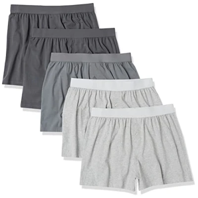Abbildung von Amazon Essentials Herren Boxershorts Unterwäsche aus Baumwolljersey (erhältlich in Übergrößen), 5er Pack, Grau Meliert/Charcoal Mix, 4XL Große Größen