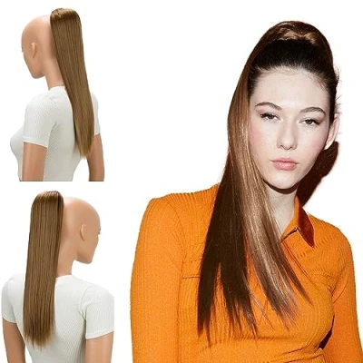 Abbildung von CAISHA 55cm Haarteil Nina mit Kordelverschluss Zopf Haarverlängerung Glatt Hellbraun PH505