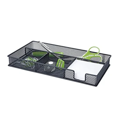 Abbildung von Wedo 651601 Stiftschale Office (4 Fächer pulverbeschichtetes Drahtmetall, 29 x 16 4 cm) schwarz