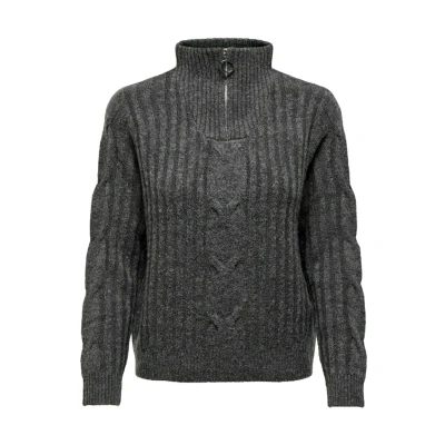 Abbildung von JdY Damen Jdyandrea L/S Zip Cable KNT Strickpullover, Dark Grey Melange, L EU