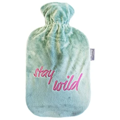 Abbildung von Fashy Wärmflasche 2, 0 L mit Flauschbezug &quot;stay wild&quot;, Salbeigrün, 67393 60