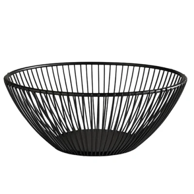 Abbildung von APS 30421 Korb „SVART“ runder Metallgitter Korb, stabiler Gitterkorb, 20 cm x H: 8 cm, Brotkorb, Obstkorb, Gemüsekorb, stapelbar, schwarz, spülmaschinengeeignet