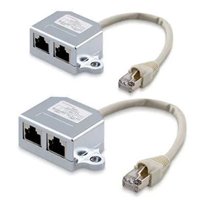 Abbildung von kwmobile 2X Netzwerkkabel Splitter Anschlussverdoppler Netzwerk LAN Anschluss Verteiler T Adapter Kabel RJ45 Stecker auf Ethernet