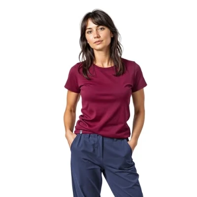 Abbildung von ALPIN LOACKER Merino Shirt Damen Kurzarm Das T für Wandern und Outdoor I atmungsaktives Thermoshirt Sport Unterwäsche Damen, Berry S