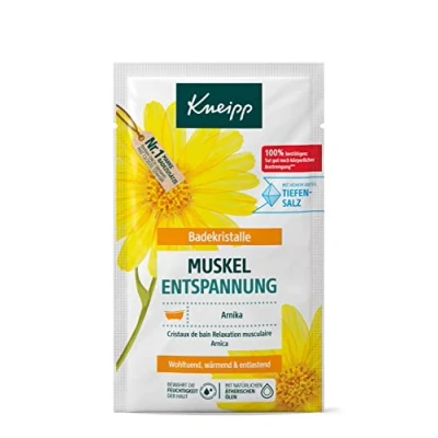 Abbildung von Kneipp Badekristalle Muskel Entspannung mit naturreinem Tiefensalz der Saline Luisenhall &amp; wertvollem Extrakt Arnika ätherischen Ölen aus Cabreuva, Rosmarin Pinus Arten 60g