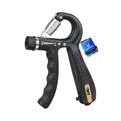 Abbildung von GRIFEMA Handtrainer, Unterarmtrainer mit Integrierter Zählfunktion, Einstellbarer Widerstand 5 60kg, Grip Griffkraft Trainer, Unterarm Trainingsgerät, Rutschfester Griff, Schwarz